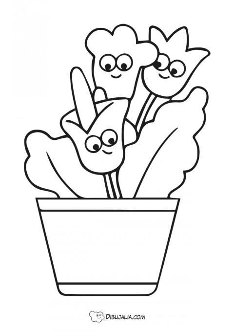 Maceta con flores divertidas