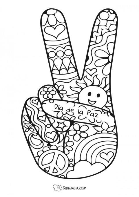 Mano de la paz colorear