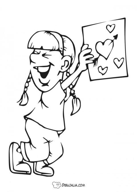 Chica alegre con carta