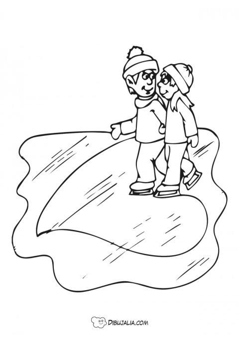 Pareja patinan unidos