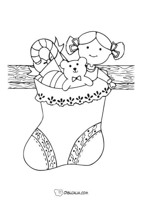 Bota de navidad con juguetes