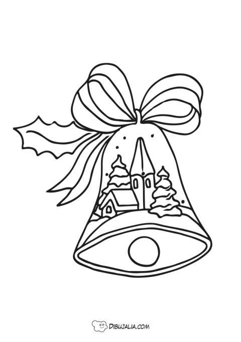 Campana con pueblo decorativo