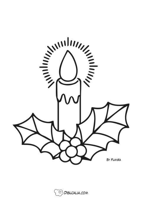 Vela encendida para navidad