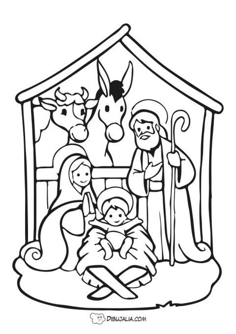 Portal de Belén con figuras