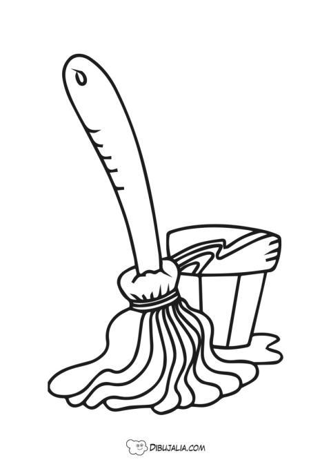 Fregona y Cubo de Agua