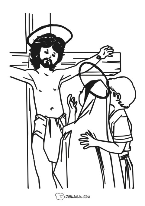 Jesús en la Cruz con Virgen Maria