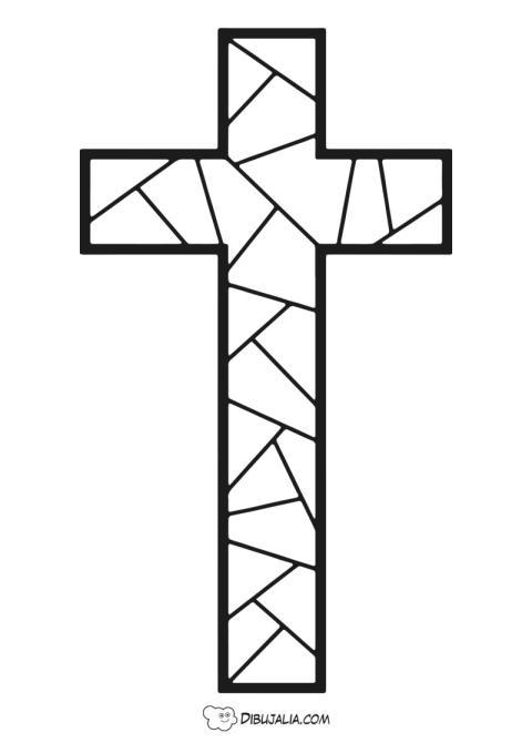 Cruz para Colorear con Mosaicos