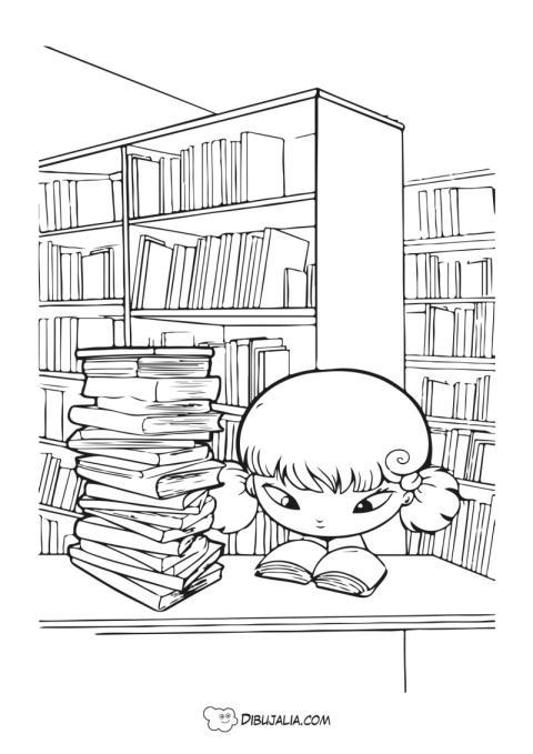 Niña en la Biblioteca