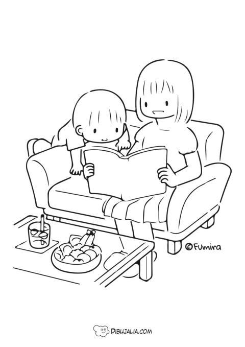 Mama lee con su hijo