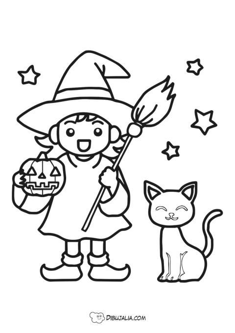 Brujita con su gatito