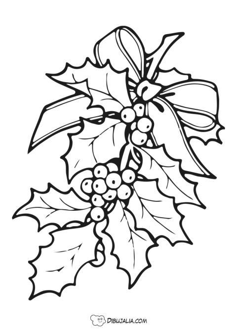 Ramas de acebo con lazos