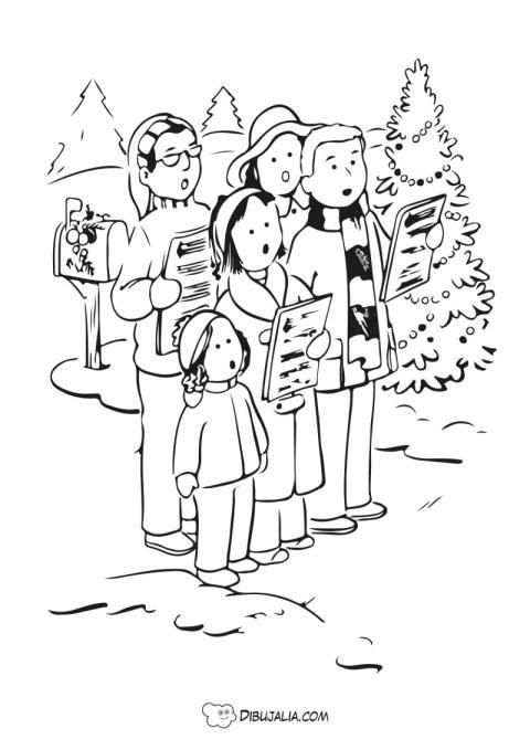 Amigos cantando villancicos