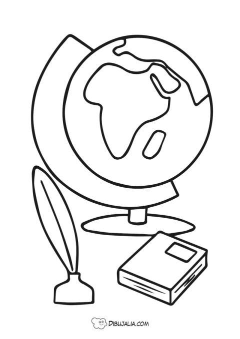 Globo de la tierra y libro