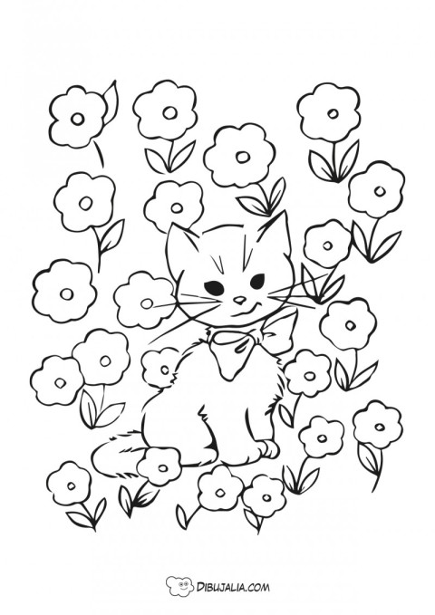 Gato con flores