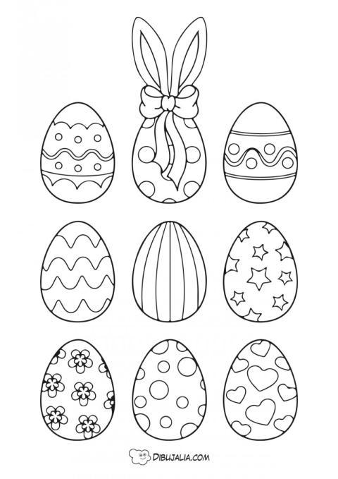 Mini huevos de pascua para colorear