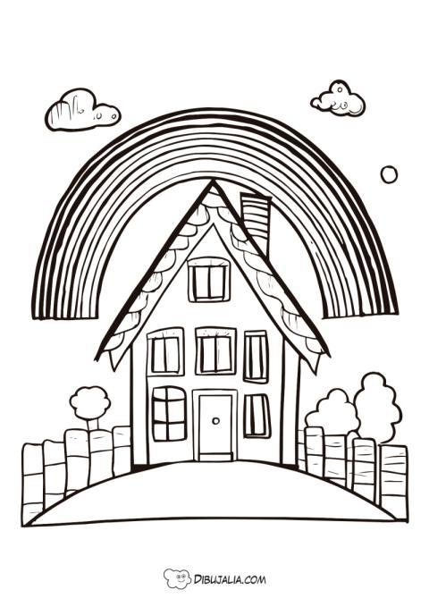 Casa y arco iris