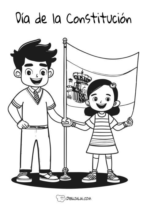 Chicos con bandera Constitución