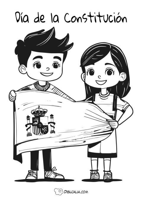 Chicos con su bandera