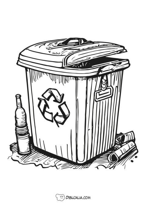 Contenedor de reciclaje en la calle - Dibujo #2927 - Dibujalia - Los  mejores dibujos para colorear, ilustraciones y fichas para el aula.