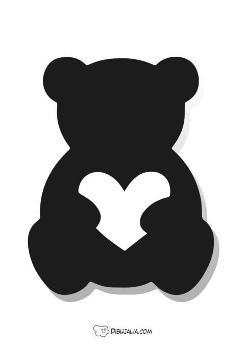 Silueta de Oso con Corazón