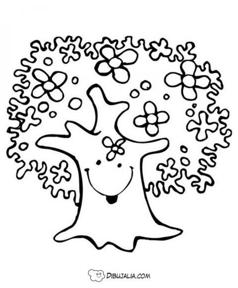 Arbol con hojas contento