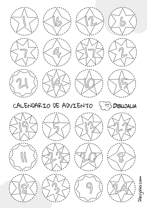 Plantilla Calendario de Adviento Estrellas