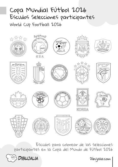 Cuadernillo Escudos Colorear Mundial 2026