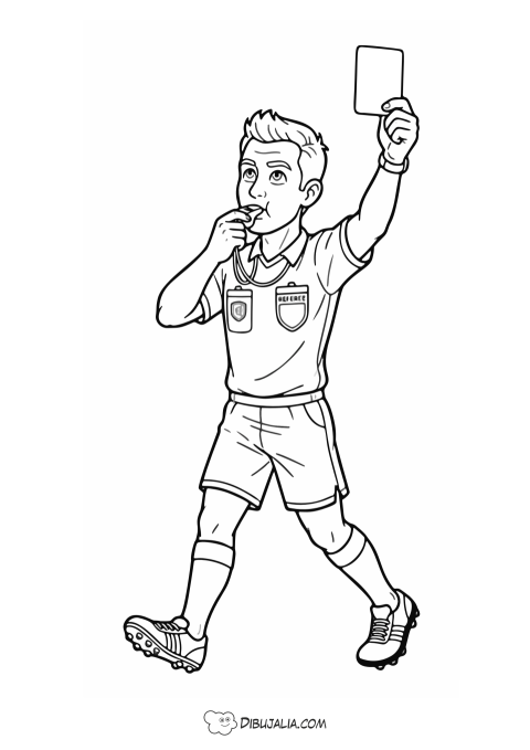 Árbitro de futbol mostrando tarjeta