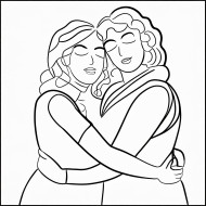 Abrazo de dos mujeres